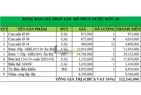 mẫu hồ phun nước